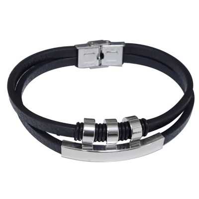 Bransoleta stalowa 316L skórzana IMS0151023BS