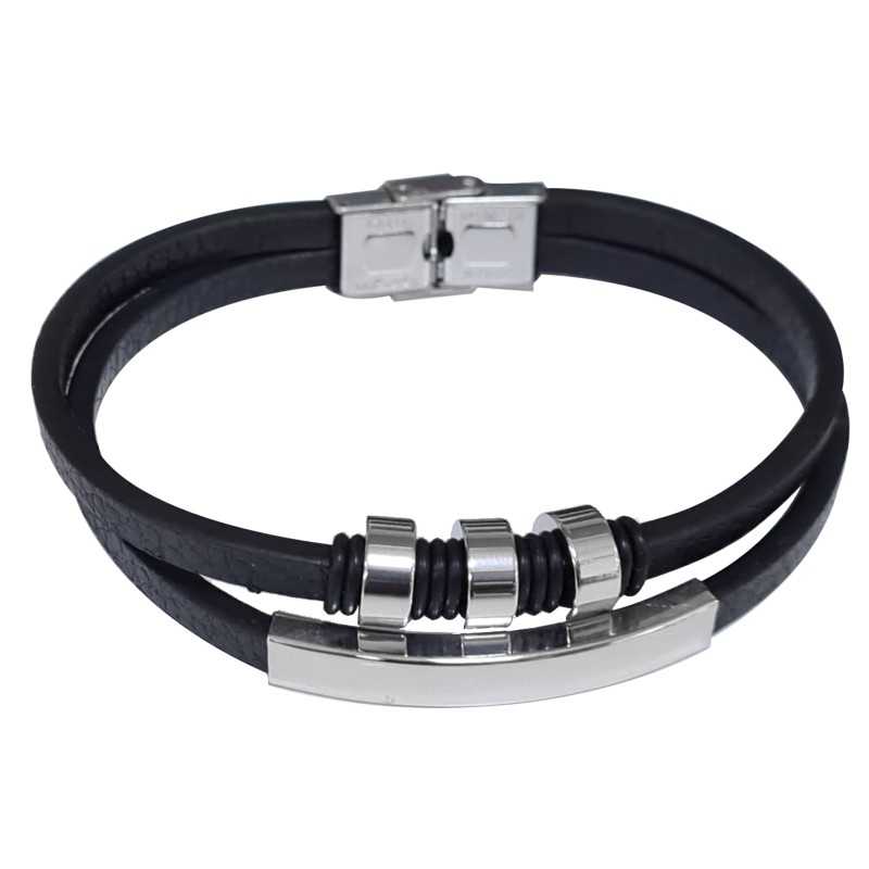 Bransoleta stalowa 316L skórzana IMS0151023BS