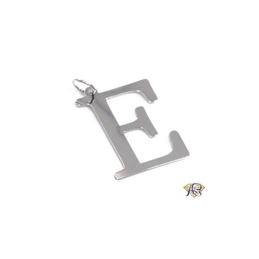 Wisior litera E duża srebro rodowane