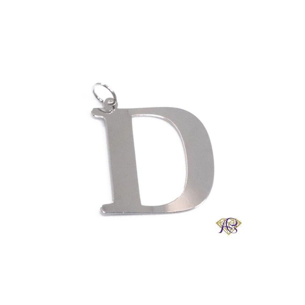 Wisior litera D mini srebro rodowane