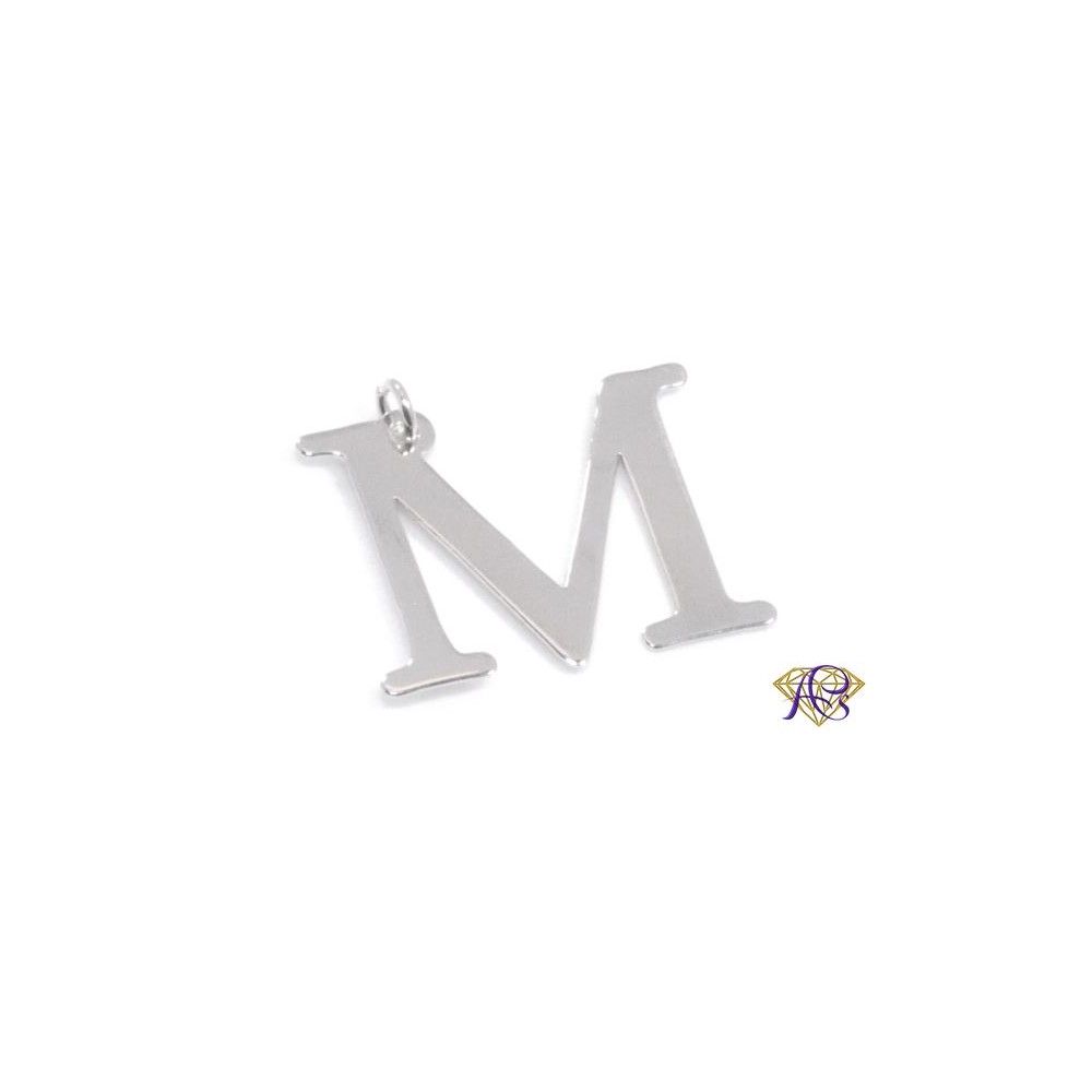 Wisior litera M mini srebro rodowane