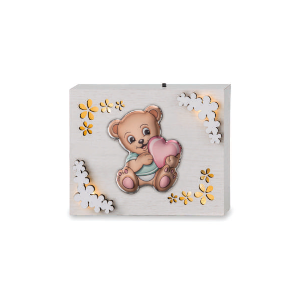 Lampka nocna miś z różowym sercem