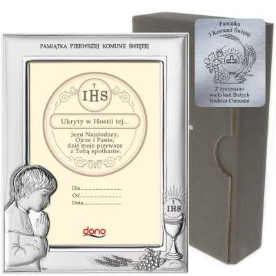 Ramka Srebrna Pamiątka I Komunii DS06/13O