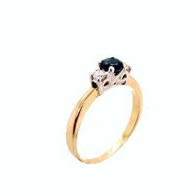Pierścionek złoty Au585 z szafirem oraz brylantami