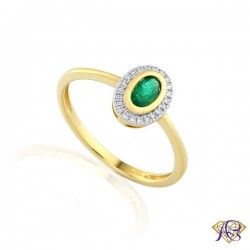 Złoty pierścionek  szmaragd i diamenty R46623Y