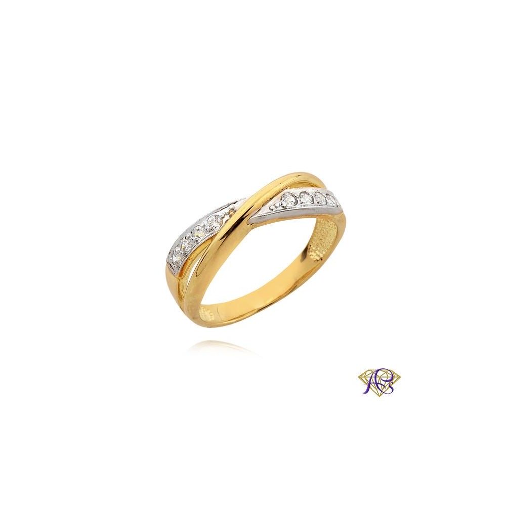 Złoty pierścionek Au 585 z cyrkoniami N0207