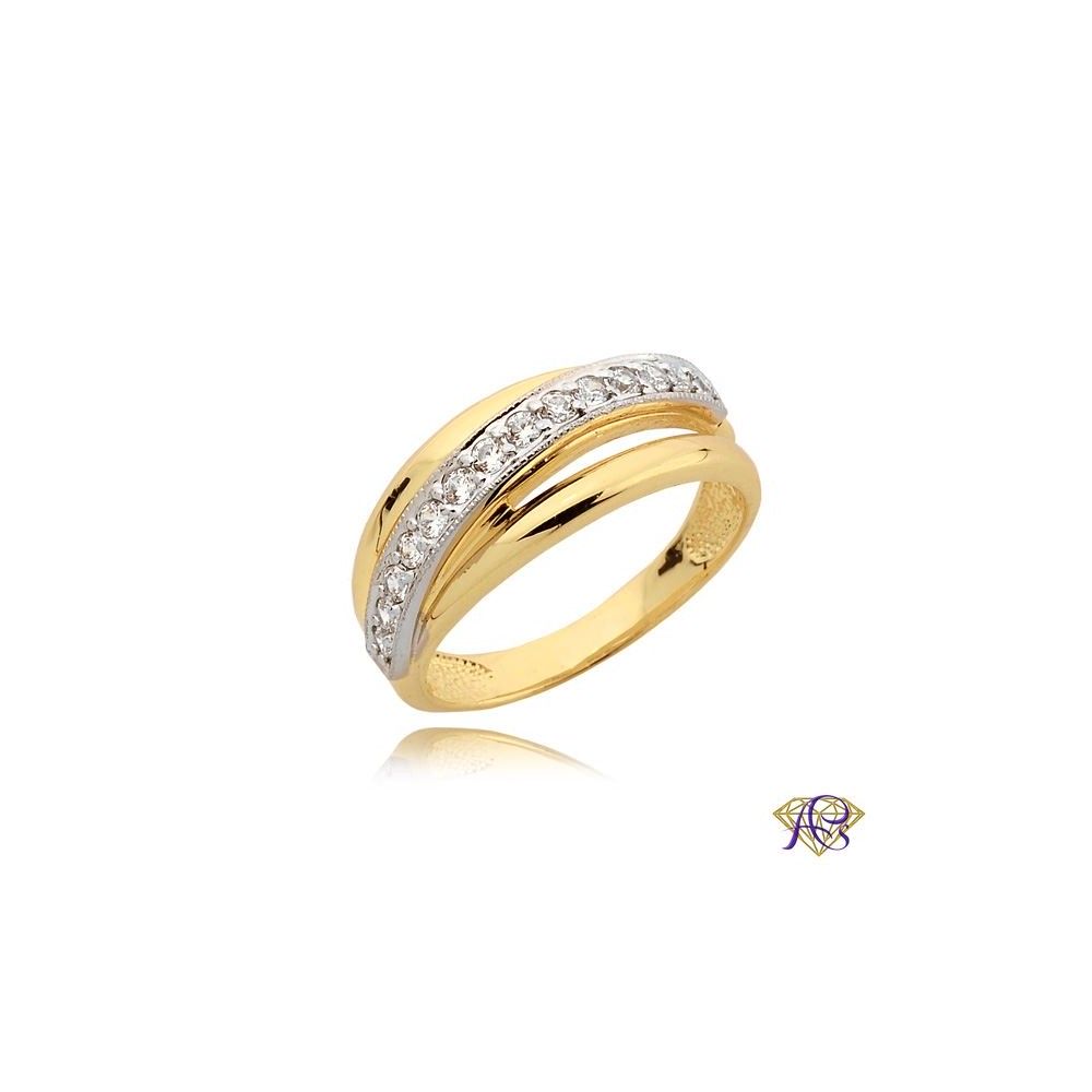 Złoty pierścionek Au 585 z cyrkoniami N 0208