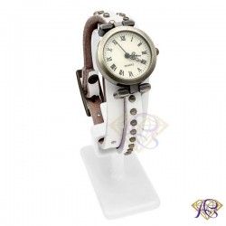 Zegarek damski z długim skórzanym paskiem biały