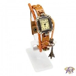 Zegarek damski skórzany z zawieszką wieżą Eiffla