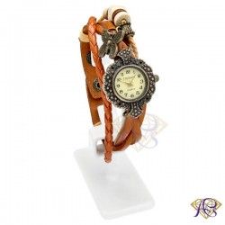Zegarek damski skórzany z zawieszką z motylkiem