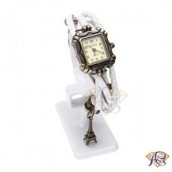 Zegarek damski skórzany z wieżą Eiffla biały