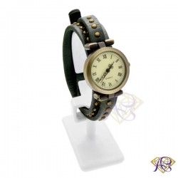Zegarek damski z długim skórzanym paskiem zielony