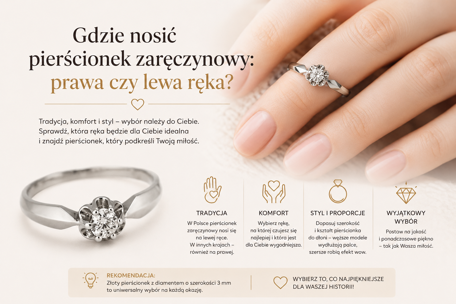 Gdzie nosić pierścionek zaręczynowy: prawda o tradycjach