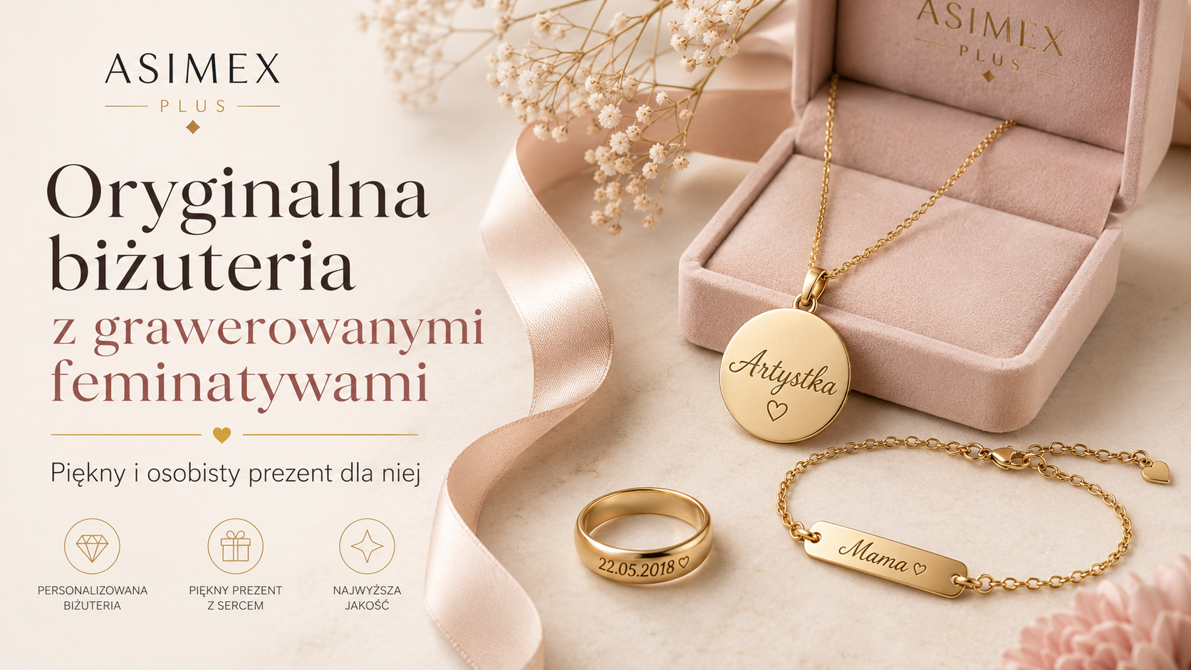 Oryginalna biżuteria z grawerowanymi feminatywami na prezent
